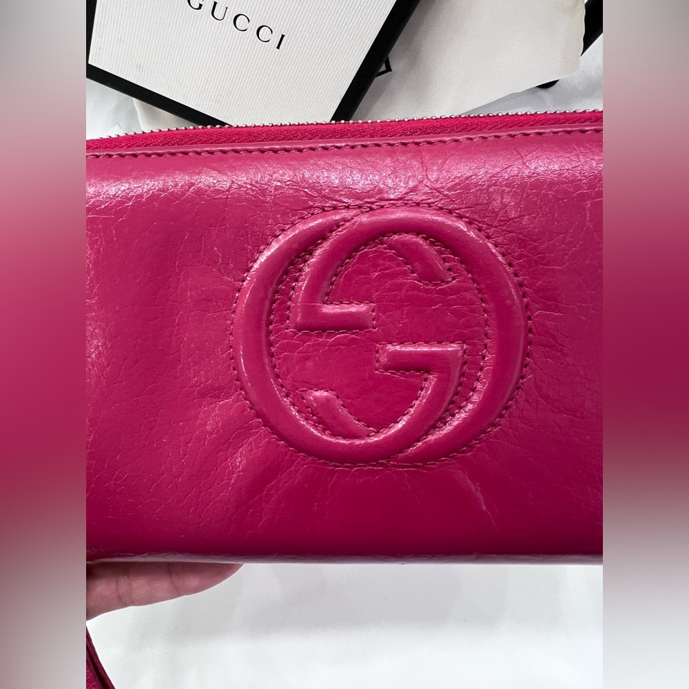Gucci Pink Leather Soho Interlocking GG Logo Zip Around Wallet w/COA - Picture 4 of 17
